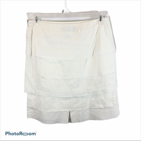 Larry Levine White Linen Blend Layer Skirt size 10 - Picture 4 of 9